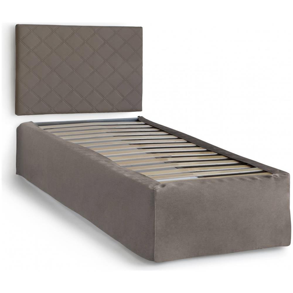 Letto Singolo Cleofe, Set Testata In Ecopelle Con Rete Ortopedica E Mantovana, 100% Made In Italy, Adatta A Letto Singolo, Per Materasso Da Cm 80x190, Tortora - Foto 2