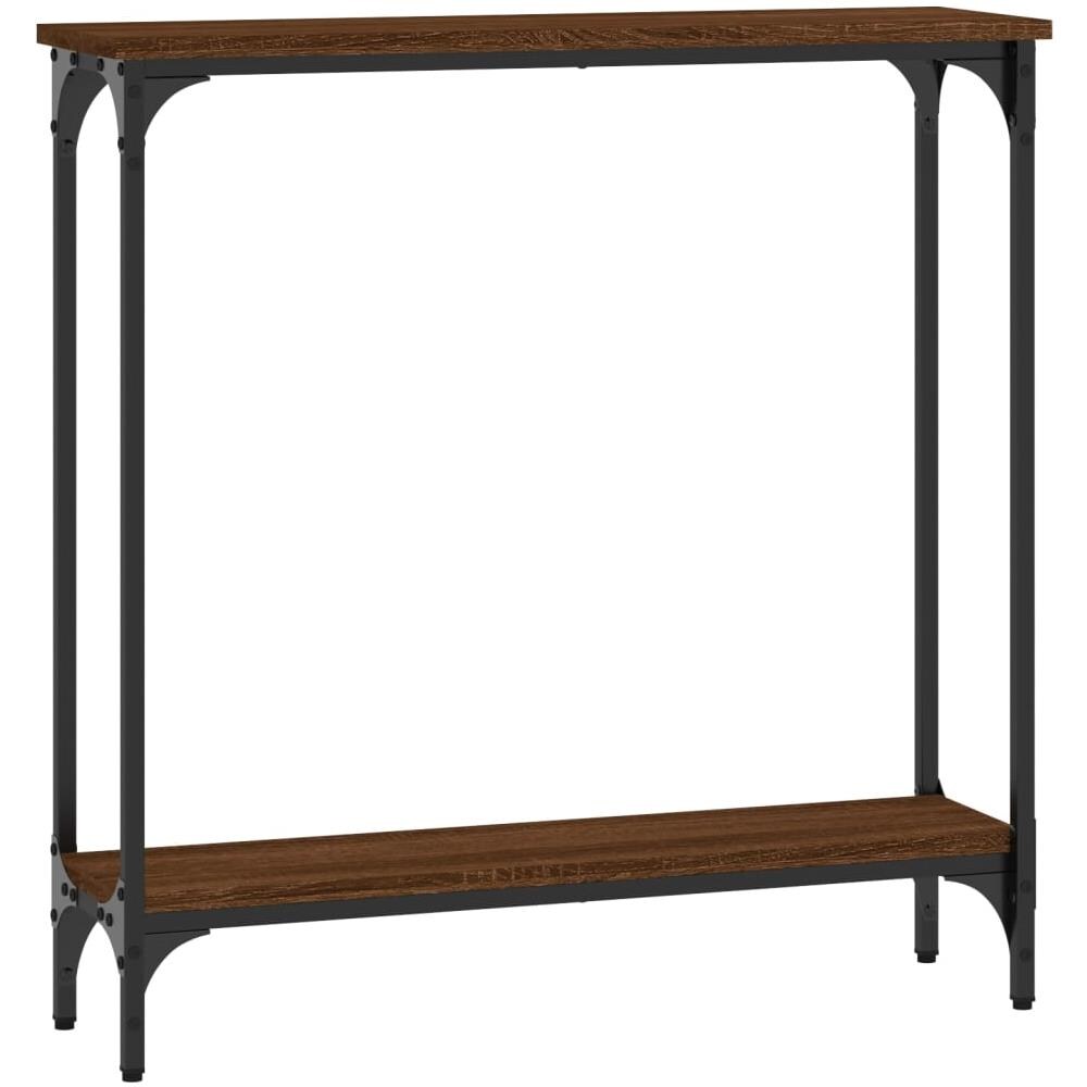 Tavolino Consolle Rovere Marrone 75x22,5x75cm Legno Multistrato - Foto 2