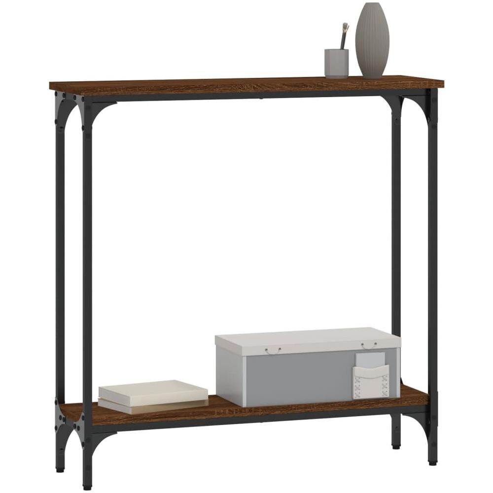 Tavolino Consolle Rovere Marrone 75x22,5x75cm Legno Multistrato - Foto 3
