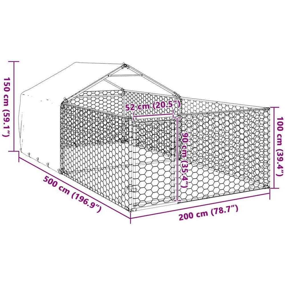 Cuccia per Cani da Esterno con Recinto 5x2x1,5m Acciaio Zincato - Foto 8