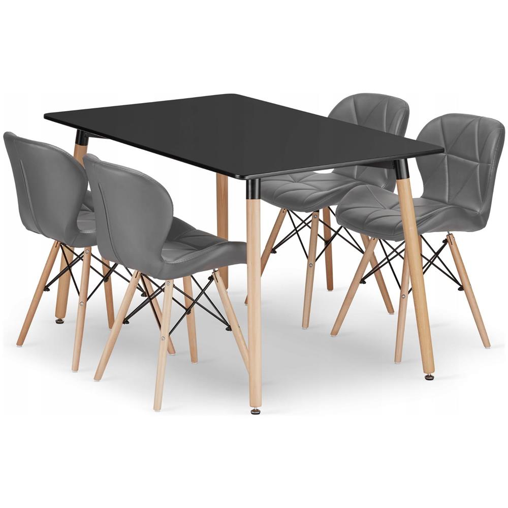 Set tavolo rettangolare VALORA YURO con 4 sedie WAKO Gray, nero - Foto 1