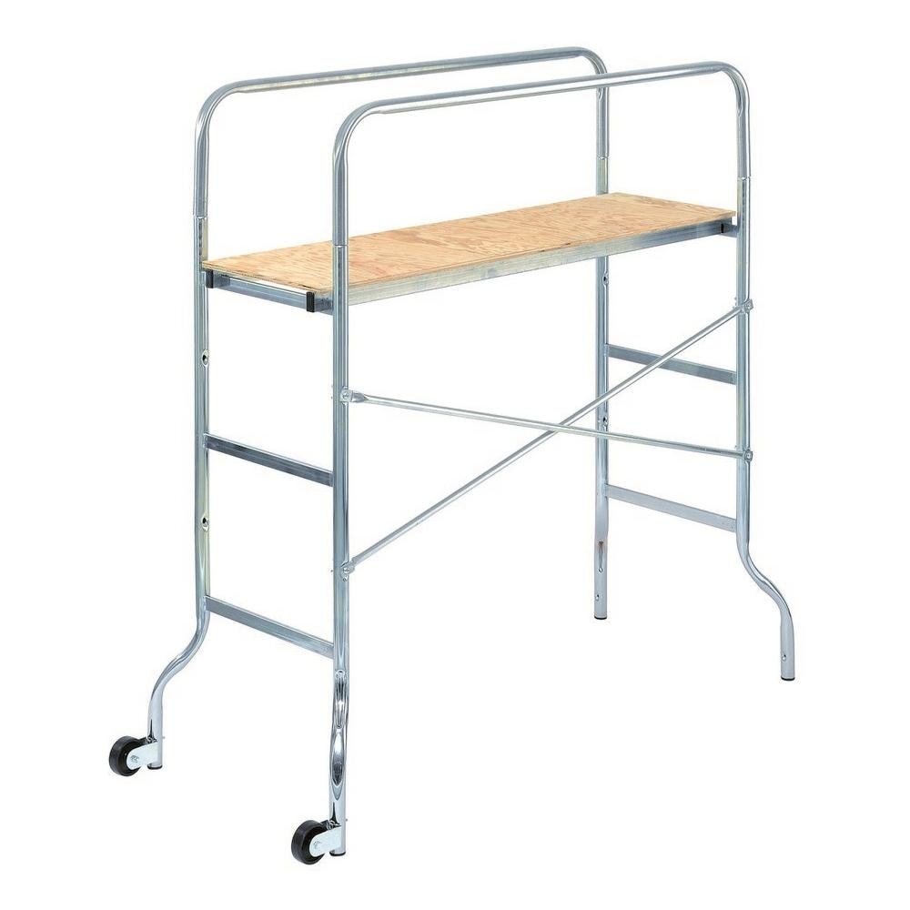 Trabattello Con Pianale In Pino E Struttura In Tubolare D'Acciaio, H Piano 106 Cm, H Tot 142 Cm - Foto 1