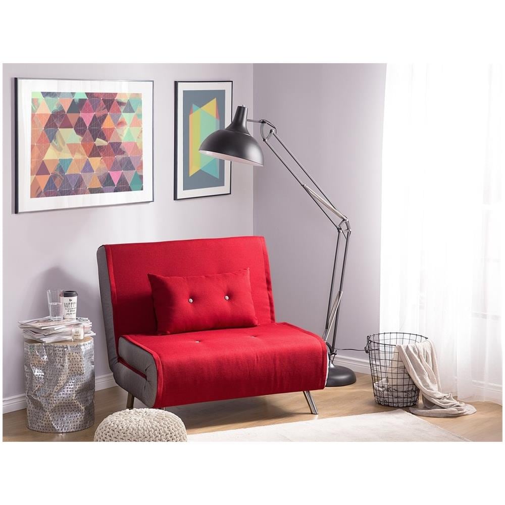 Divano Letto Singolo In Tessuto Rosso Farris - Foto 2