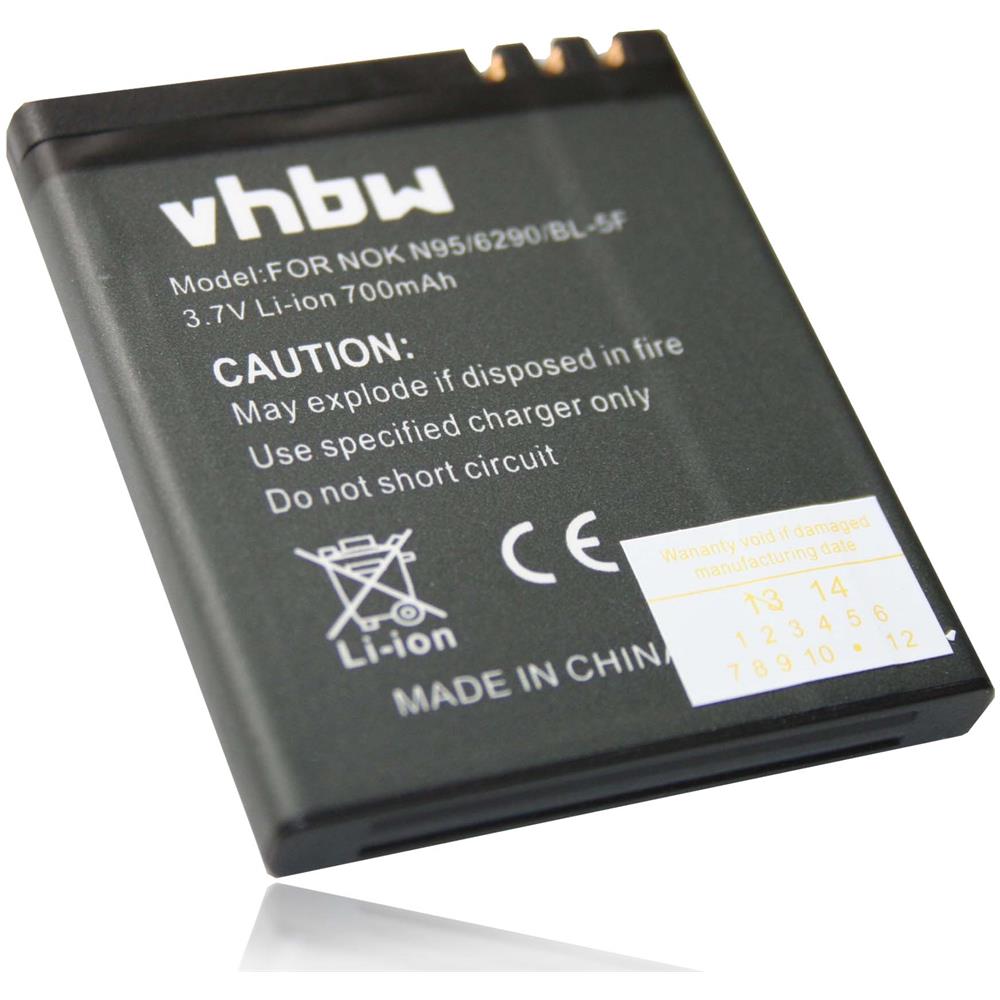 Batteria Li-ion 900mah Sostitutiva Per Nokia 6210 Navigator / 6290 / 6710 / E65 / N93i (non Per N93 - Solo N93i) / N95 / N96 Sostituisce Nokia Bl-5f - Foto 1