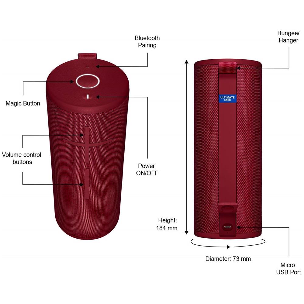 Speaker Bluetooth Portatile Boom 3 Impermeabile IP67 con Suono Spaziale a 360° Colore Rosso - Foto 11