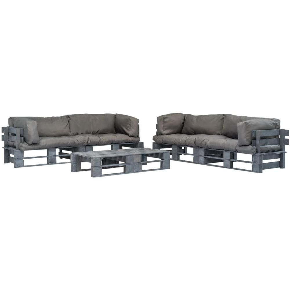 Divani Da Giardino Su Pallet 6 Pz Cuscini Grigi Legno Fsc - Foto 1