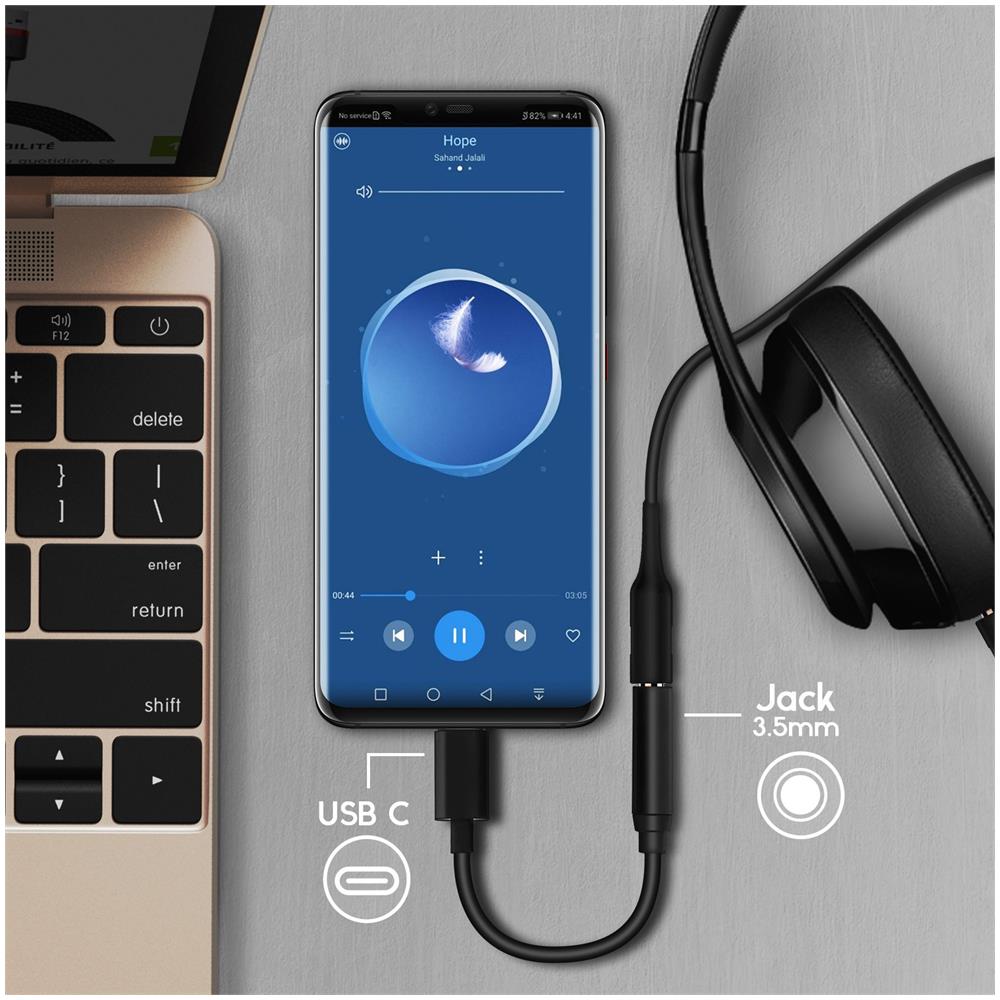 Adattatore Usb Tipo-c Verso Jack 3.5 Mm Cavo Audi Femmina Compatto - Nero - Foto 2