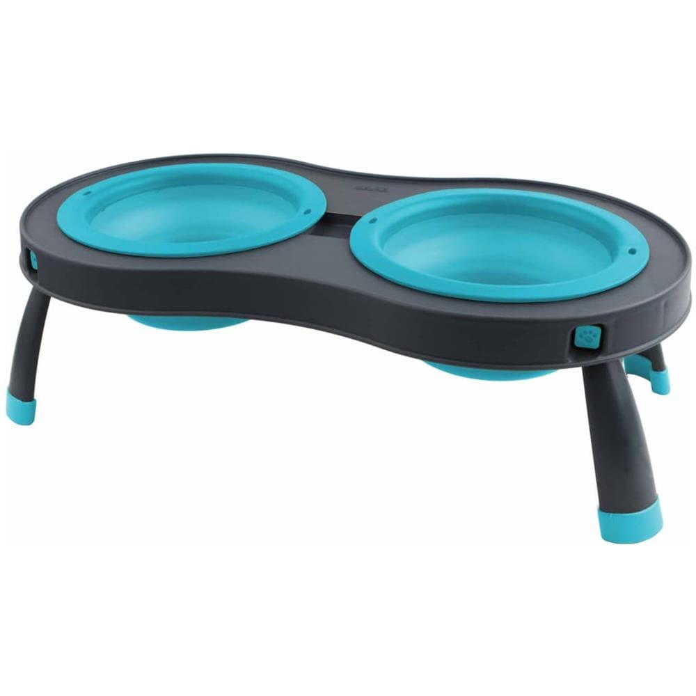 Mangiatoia Doppia Rialzata Per Animali Piccola Blu 306816 - Foto 1