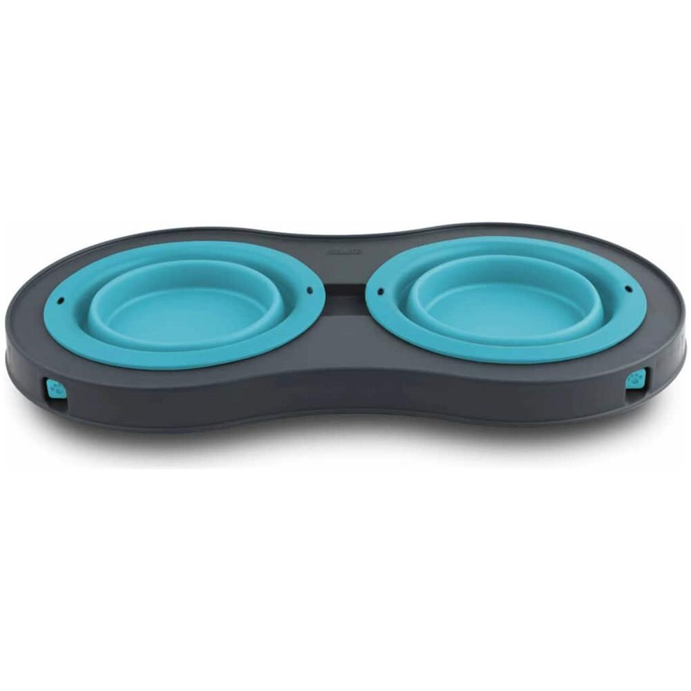 Mangiatoia Doppia Rialzata Per Animali Piccola Blu 306816 - Foto 2