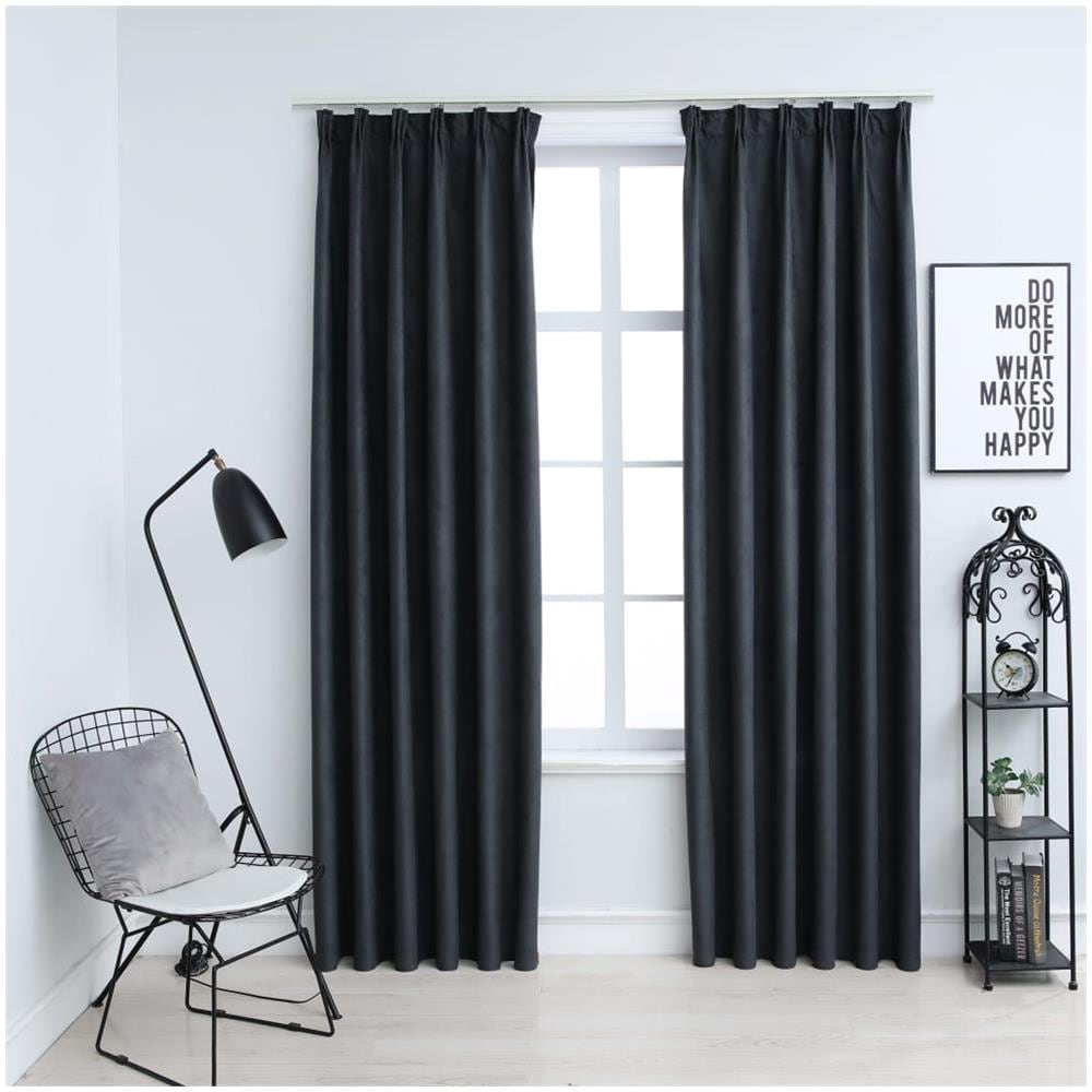 Tende Oscuranti Con Ganci 2 Pz Antracite 140x175 Cm - Foto 1