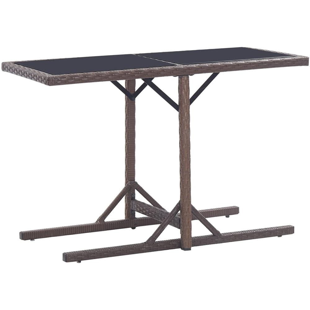 Tavolo da Giardino Marrone 110x53x72 cm in Vetro e Polyrattan - Foto 1