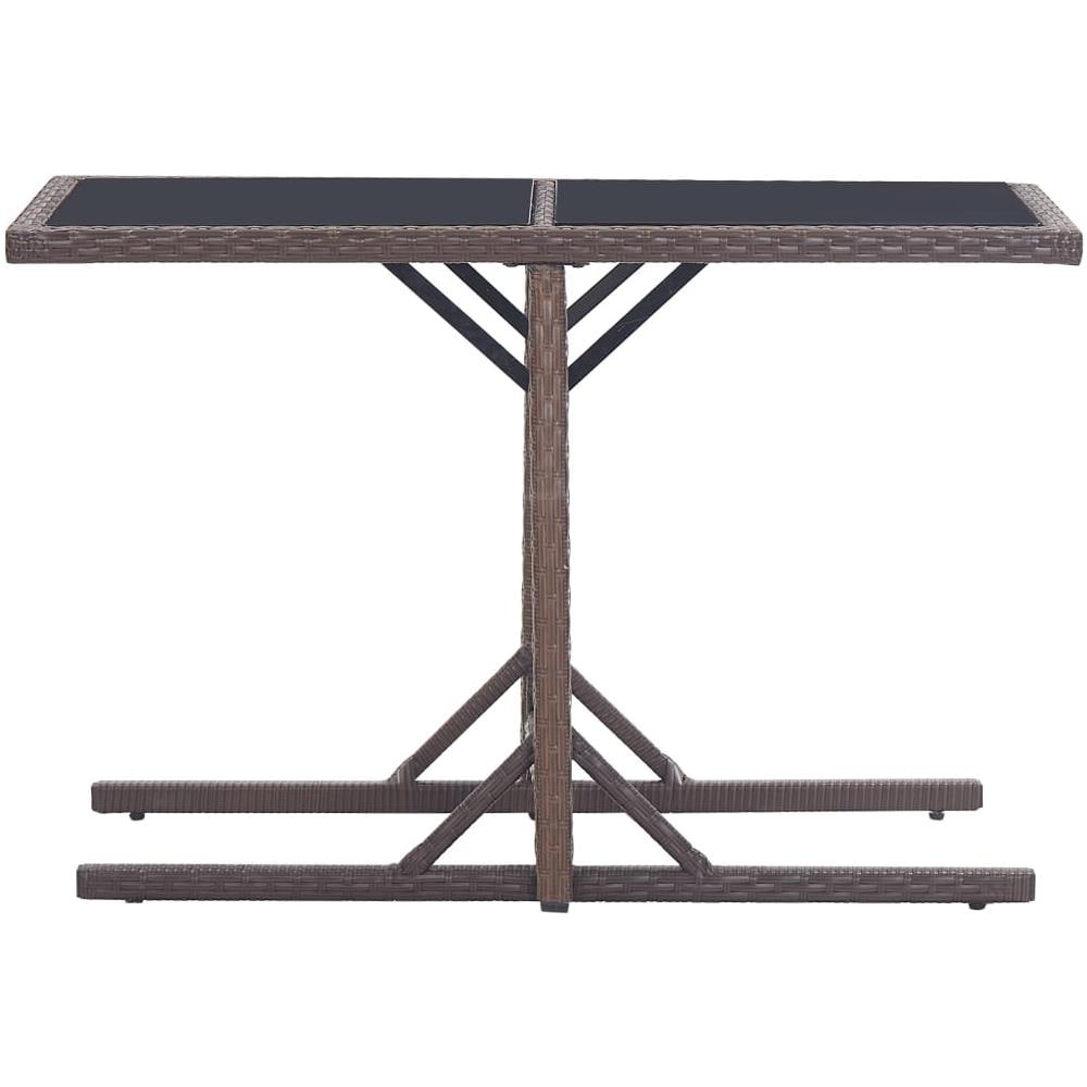 Tavolo da Giardino Marrone 110x53x72 cm in Vetro e Polyrattan - Foto 2
