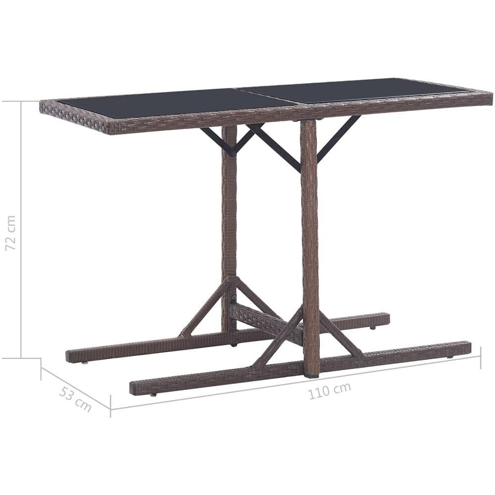 Tavolo da Giardino Marrone 110x53x72 cm in Vetro e Polyrattan - Foto 6