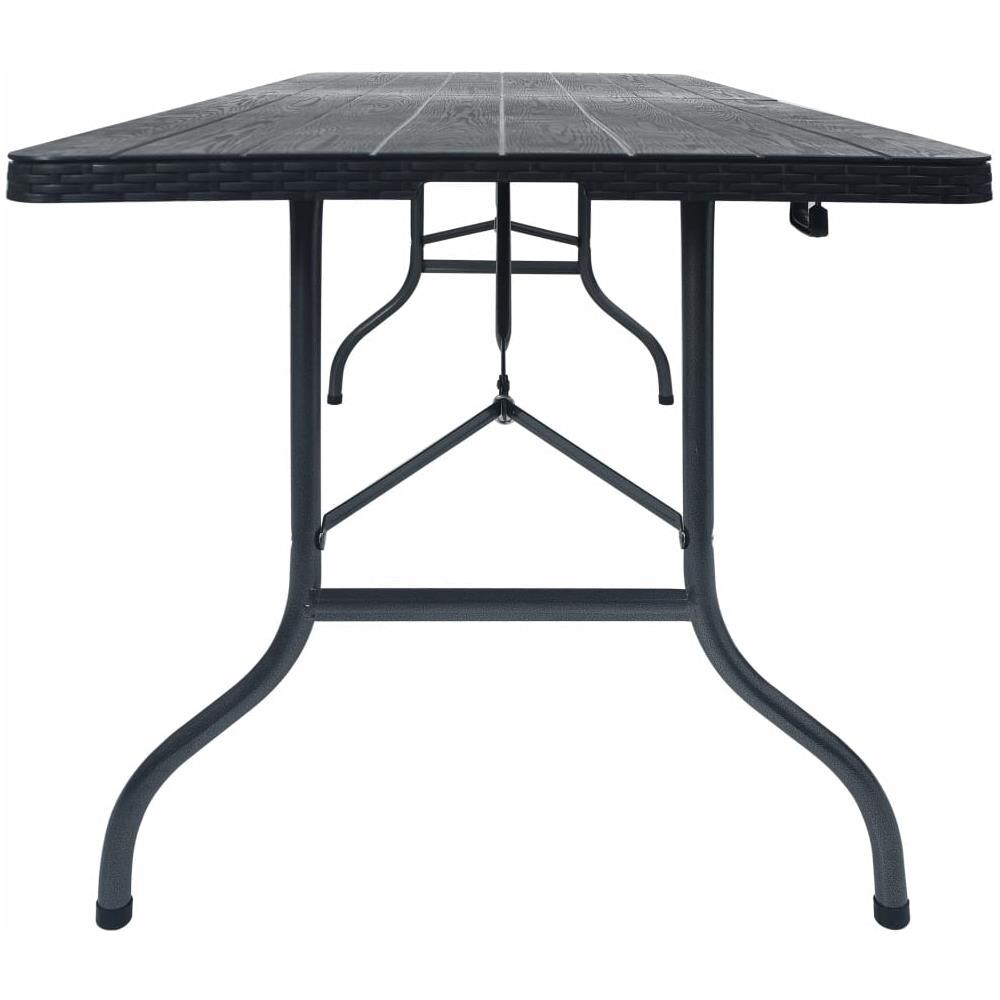 Tavolo Da Giardino Pieghevole Nero 180x75x72 Cm In Rattan Hdpe - Foto 2