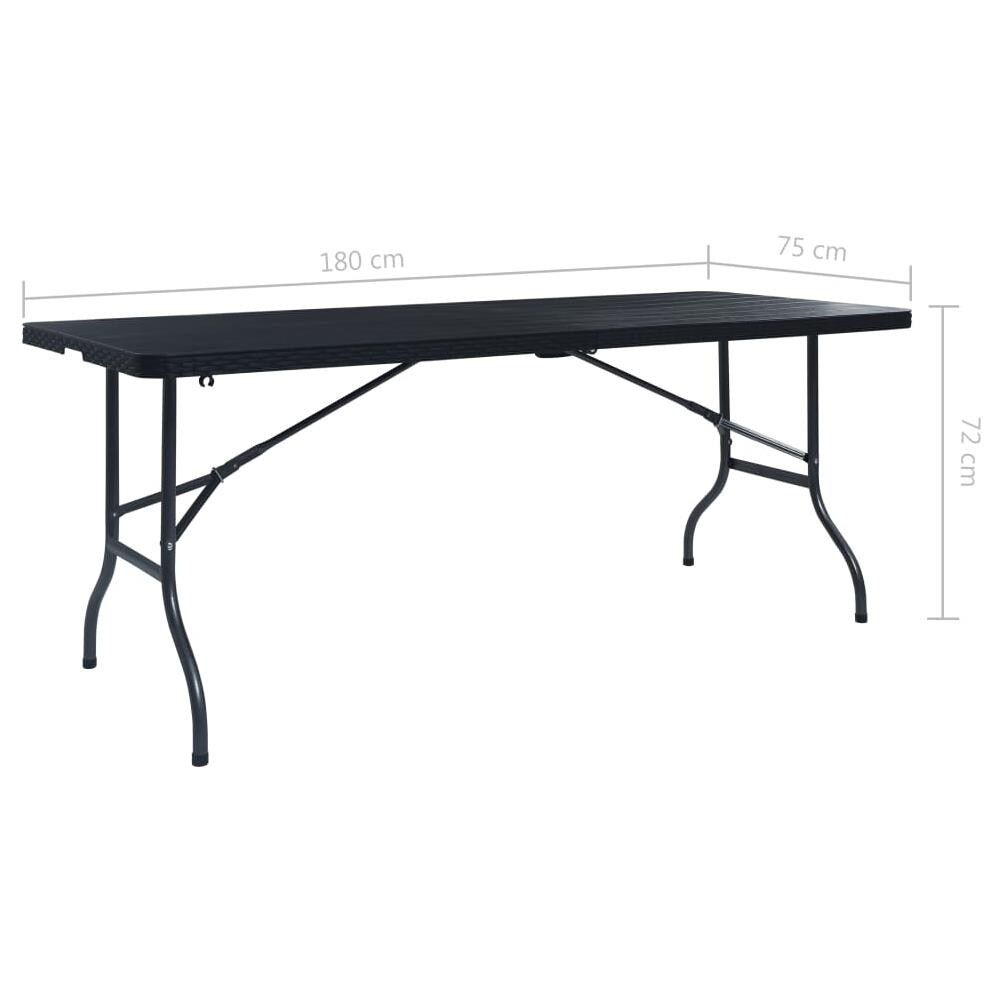 Tavolo Da Giardino Pieghevole Nero 180x75x72 Cm In Rattan Hdpe - Foto 5