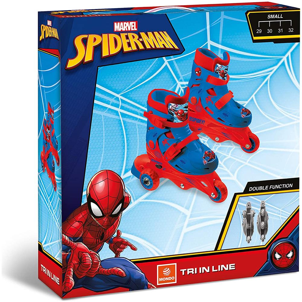 Pattini 2 In 1 Marvel Spiderman Tri In Line 3 Ruote Trasforambili Taglia ''s'' 29-32 28631 - Foto 4
