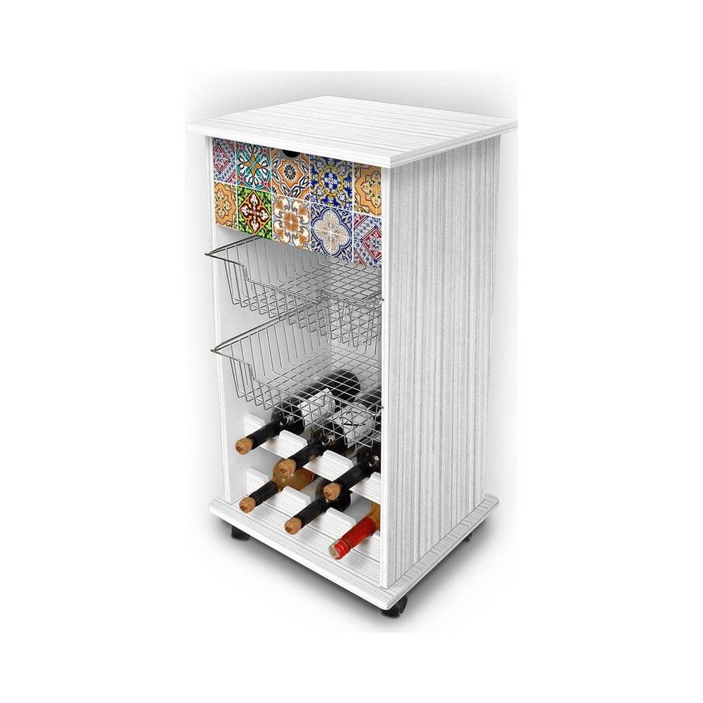 Carrello Portaoggetti Elegance 4 - Struttura In Metallo Con 4 Cestini Rimovibili, Dimensioni 45x32x84 Cm