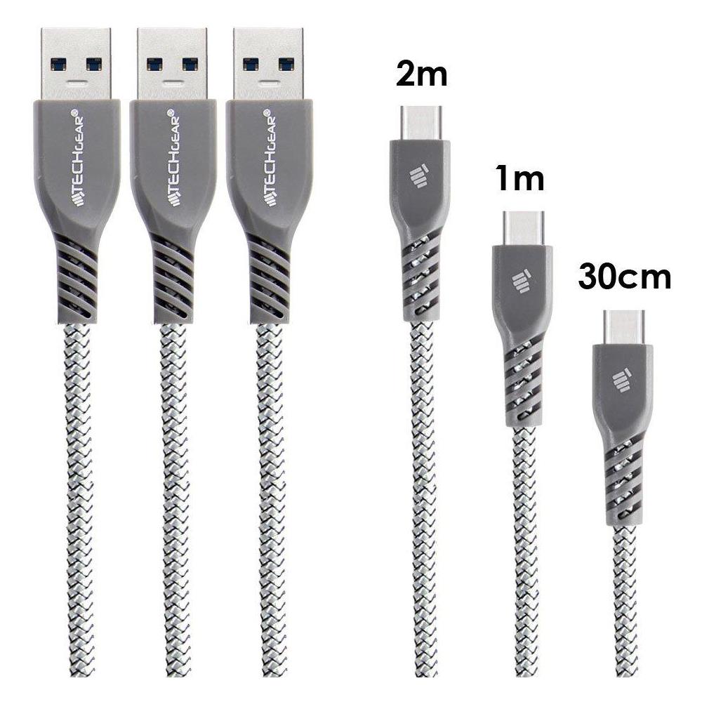 3 Pack Forte High Durability Intrecciato Usb-c E Caricamento Di Sincronizzazione Di Dati Cavi (30cm 1m 2m) - Per Il Tipo-c Usb Dispositivi Compatibili Con Apple Ipad Pro Pro 11 2018 Ipad Argento 129 - Foto 1