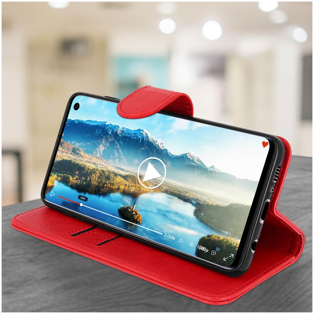 Custodia Samsung Galaxy S10 Portacarte Funzione Supporto Cover Silicone - Rosso - Foto 2