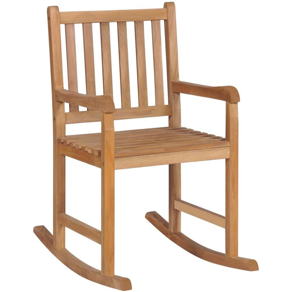 Sedia A Dondolo Con Cuscino Blu In Massello Di Teak - Foto 2
