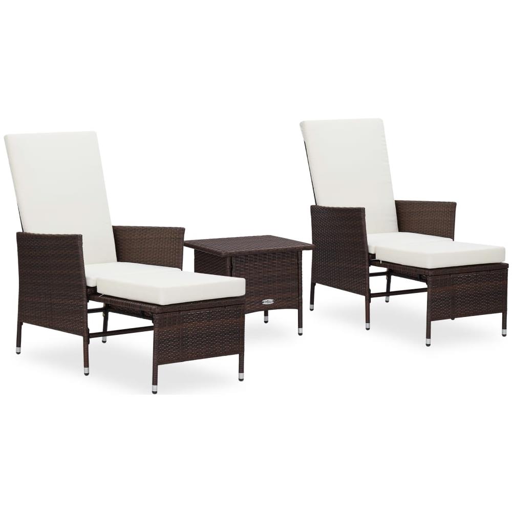 Set Divani da Giardino 3 pz con Cuscini in Polyrattan Marrone - Foto 1