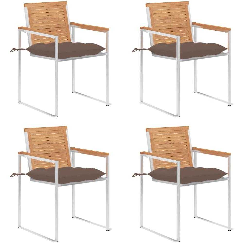 Sedie Da Giardino Con Cuscini 4 Pz In Legno Massello Di Teak - Foto 1