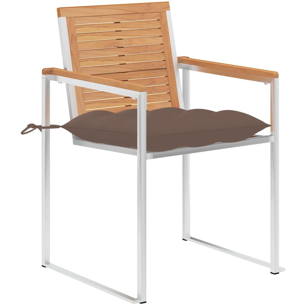 Sedie Da Giardino Con Cuscini 4 Pz In Legno Massello Di Teak - Foto 2