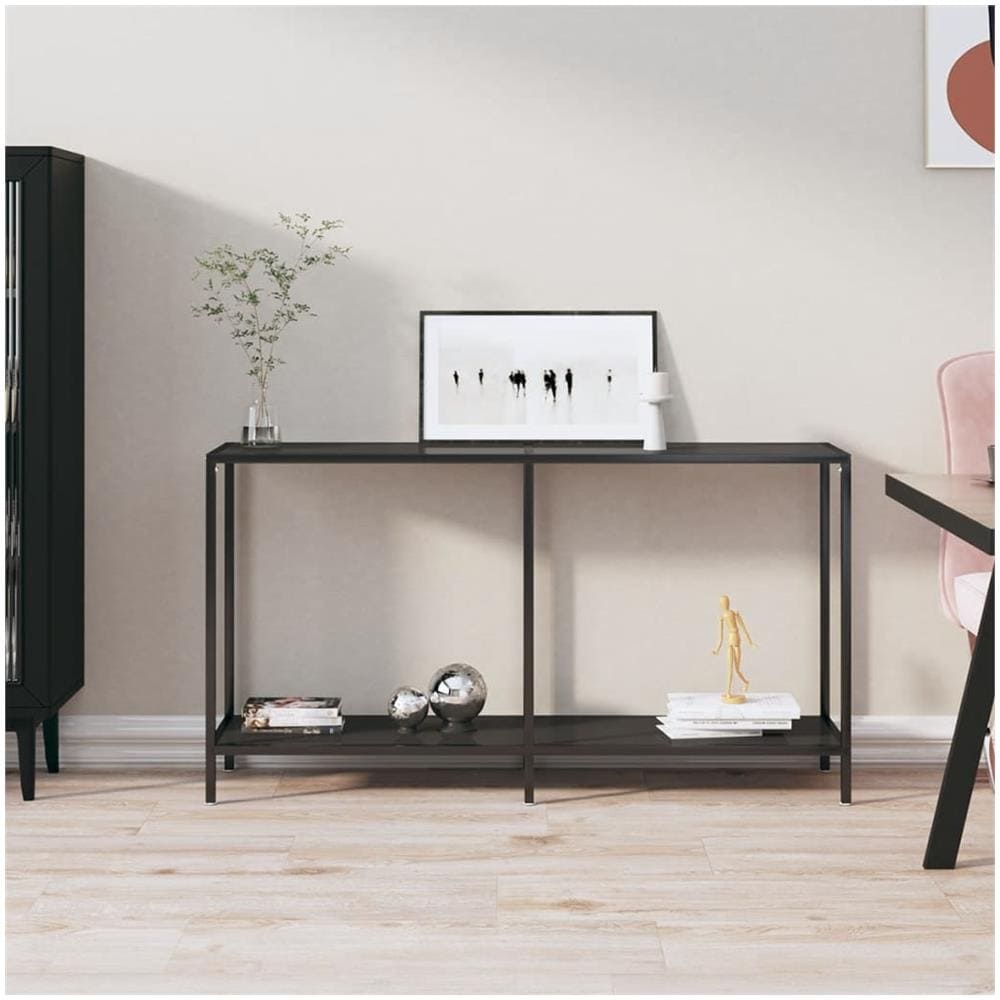 Tavolo Consolle Nero 140x35x75,5 Cm In Vetro Temperato - Foto 1