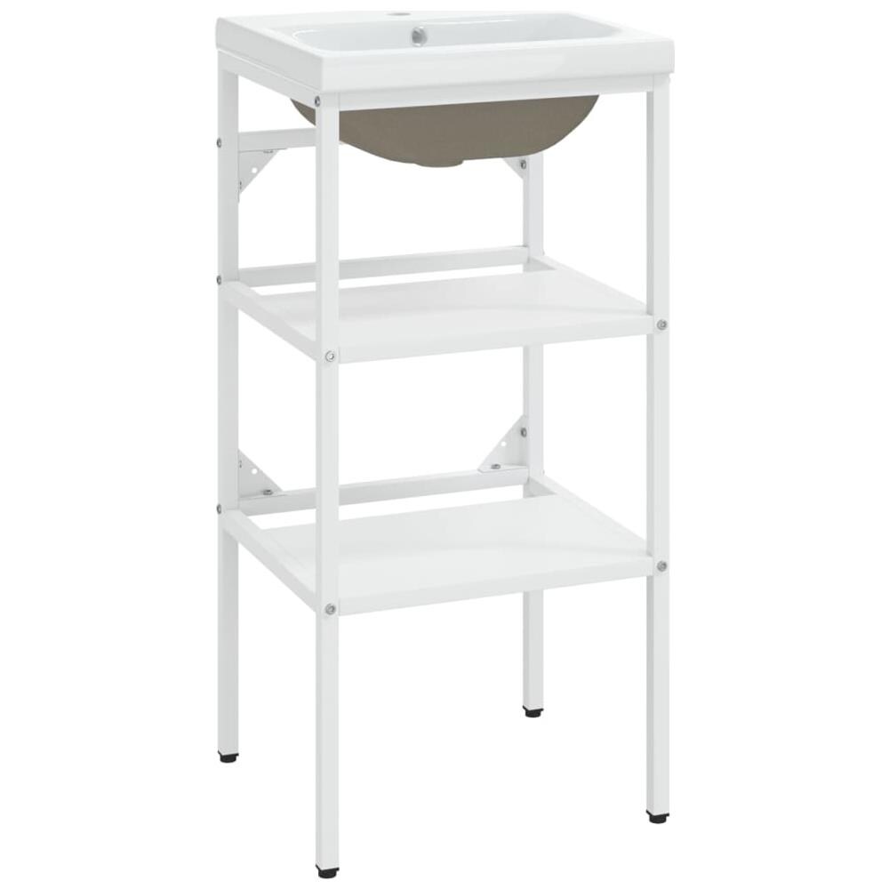 Telaio Per Lavabo Da Bagno Con Lavabo Integrato Bianco In Ferro - Foto 2