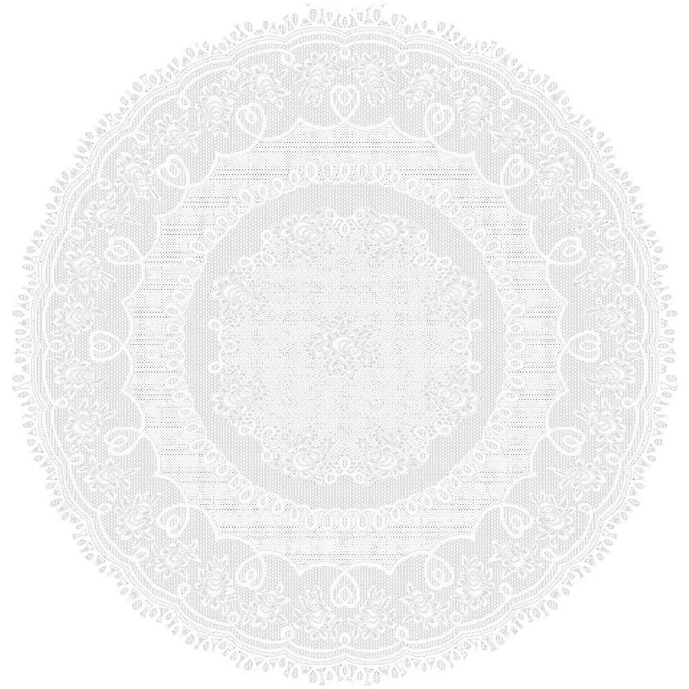 Tovaglia Rotonda In Pizzo Bianco/Crema - MforStyle - 150 Cm - 100% Poliestere Lavabile