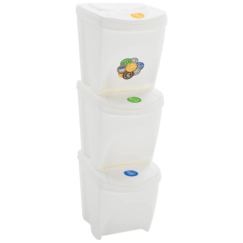 Contenitori Impilabili Per Rifiuti 3pz Bianco 75l Polipropilene - Foto 1
