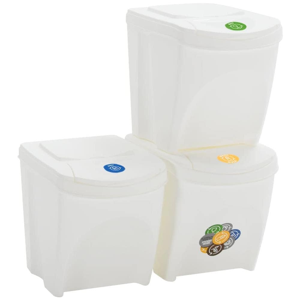 Contenitori Impilabili Per Rifiuti 3pz Bianco 75l Polipropilene - Foto 2