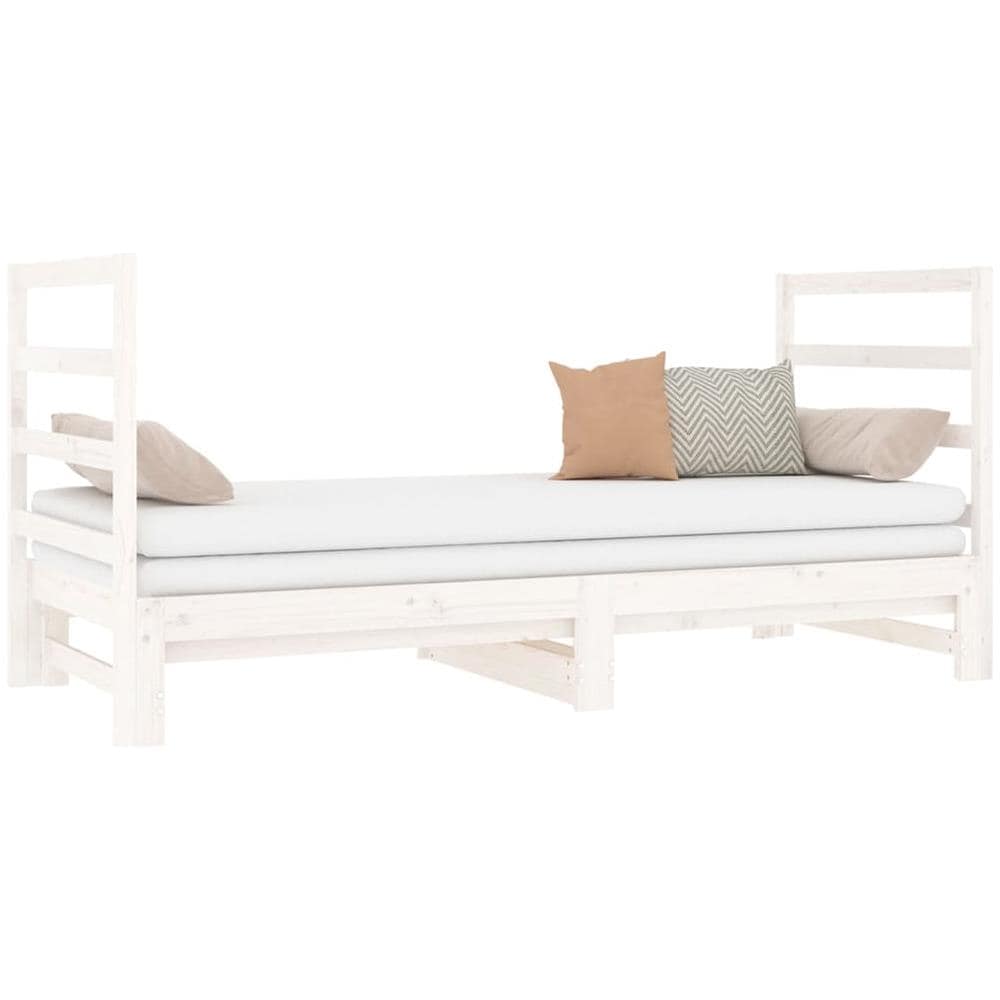 Dormeuse Estraibile Bianca 2x (90x190) Cm Legno Massello Di Pino - Foto 3