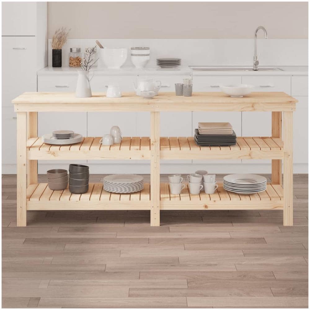 Banco da Lavoro 181x50x80 cm in Legno Massello di Pino - Foto 3