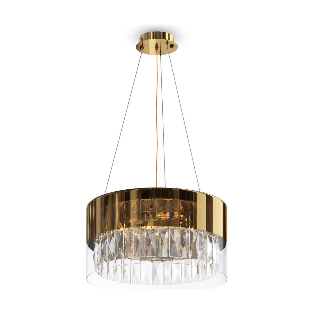 Lampadario Contemporaneo Wonderland Acciaio Oro 4 Luci Diffusori Vetro - Foto 1
