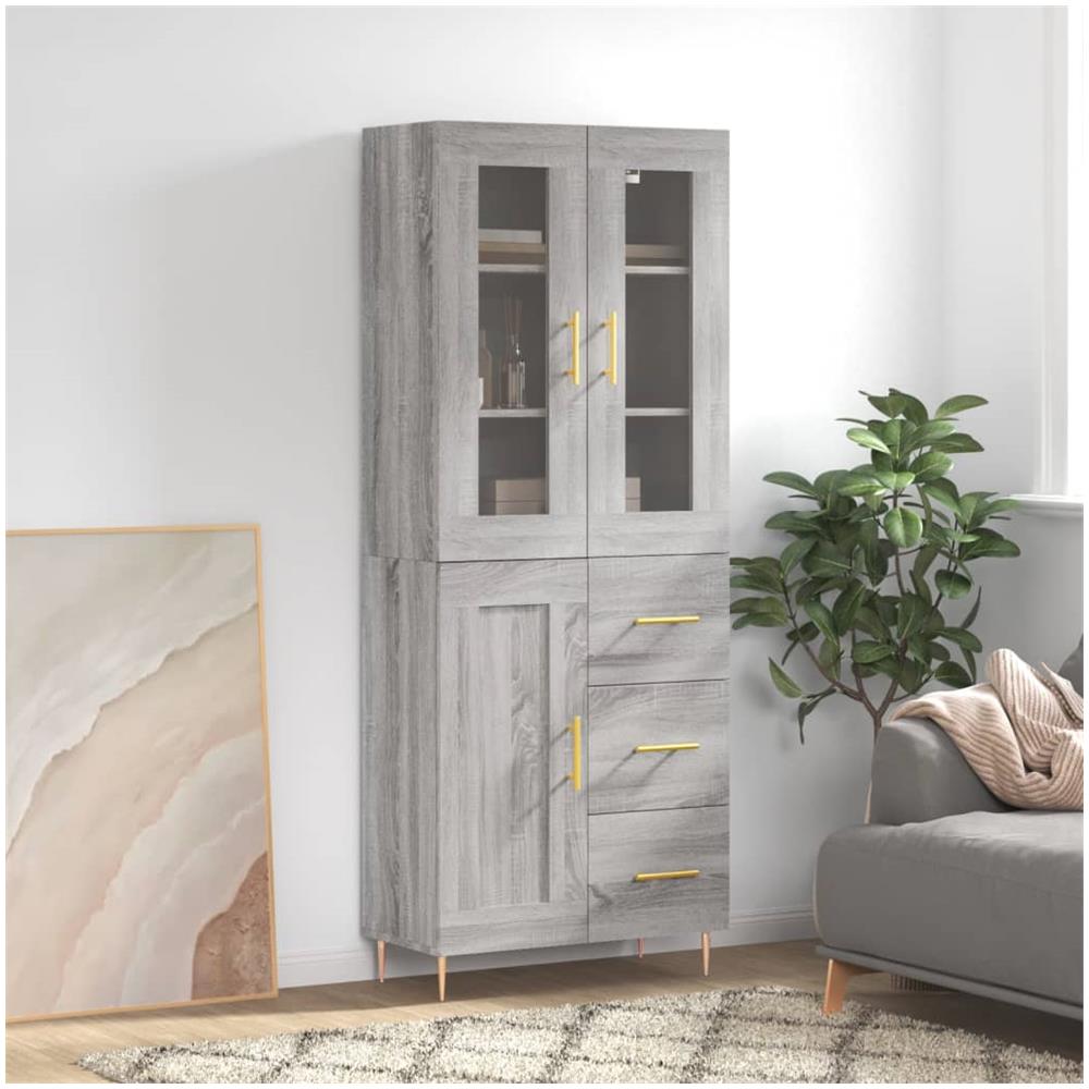 Credenza Cucina/Soggiorno Tidyard – Grigio Sonoma, Legno Multistrato, 80x30x60 Cm, Con Ante