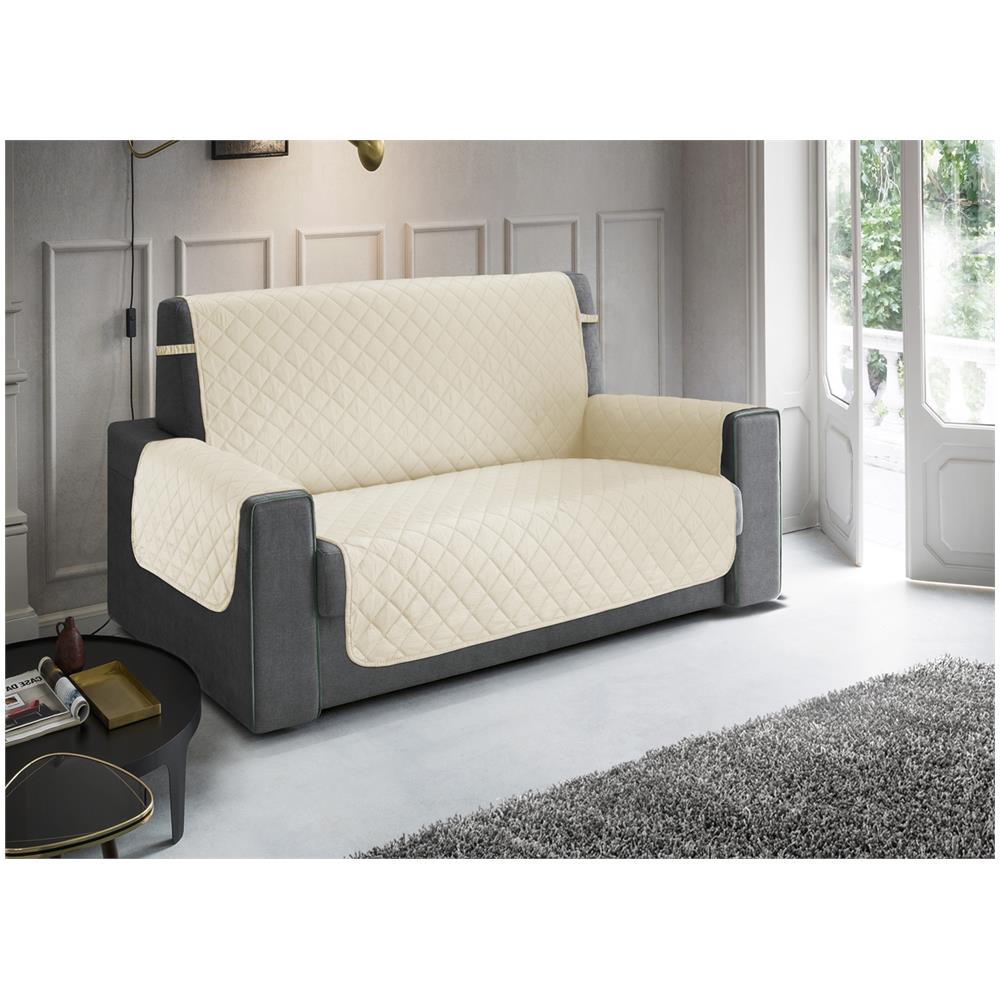 Copridivano Trapuntato Impermeabile Antimacchia Mod. Imperiale Pitonato Panna 4 Posti Panna - Foto 1