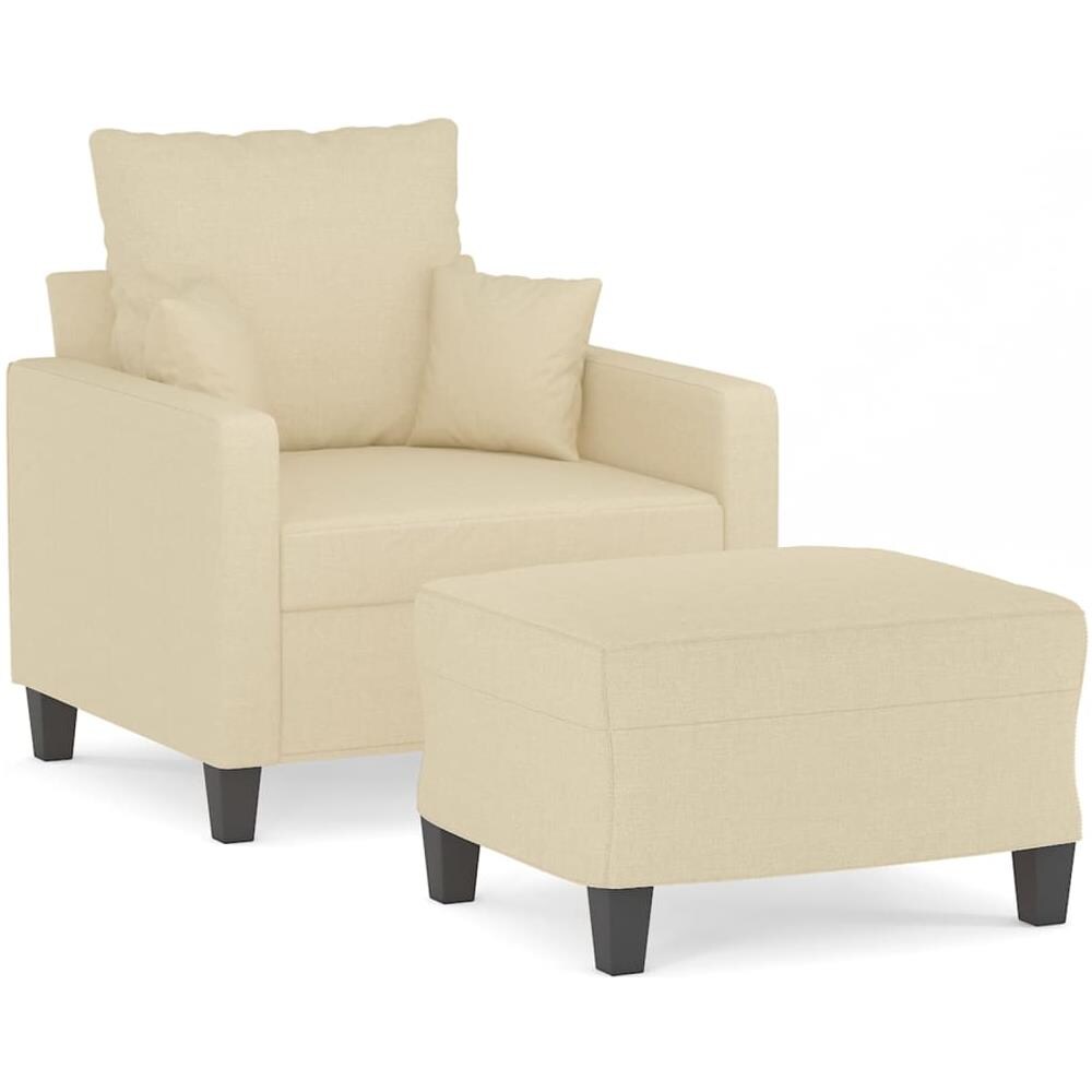 Poltrona Con Poggiapiedi Crema 60 Cm In Tessuto - Foto 2