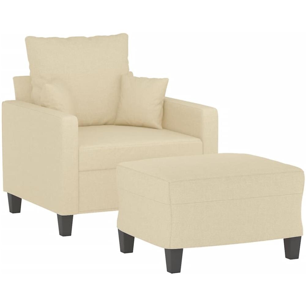 Poltrona Con Poggiapiedi Crema 60 Cm In Tessuto - Foto 3