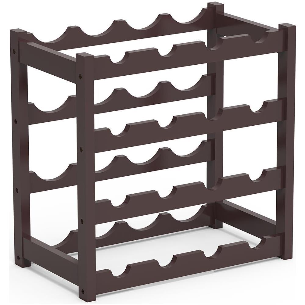 Cantinetta Portavino In Legno Bambã¹ Noce Con 16 Scomparti Bar Portabottiglie - Foto 1