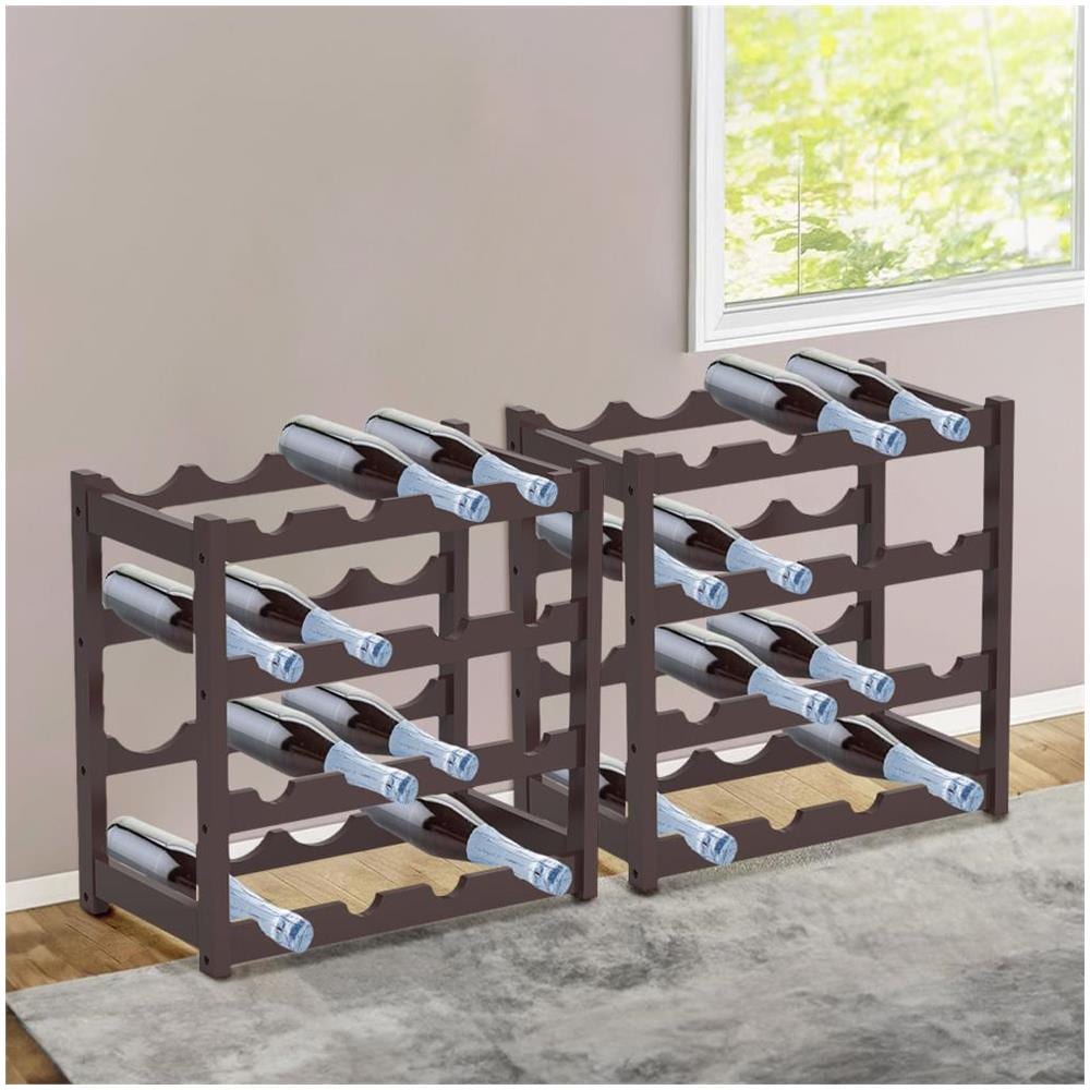 Cantinetta Portavino In Legno Bambã¹ Noce Con 16 Scomparti Bar Portabottiglie - Foto 2