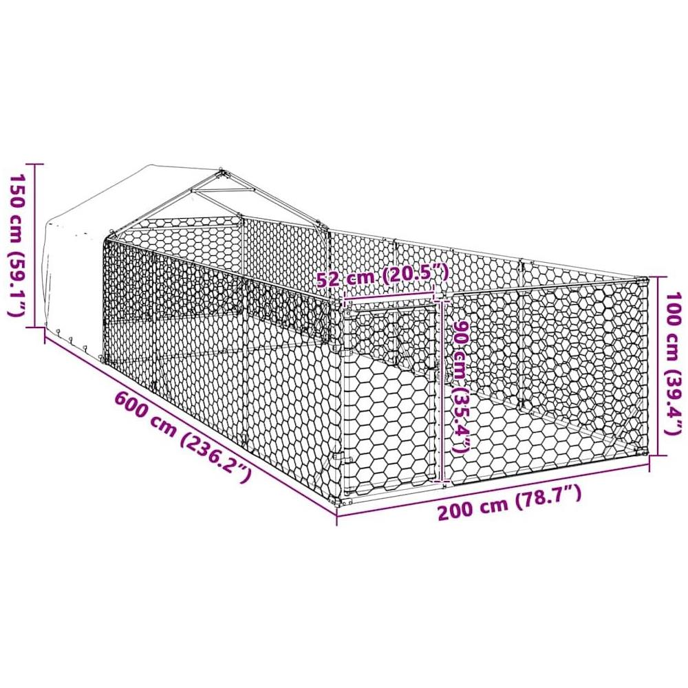 Cuccia per Cani da Esterno con Recinto 6x2x1,5m Acciaio Zincato - Foto 8