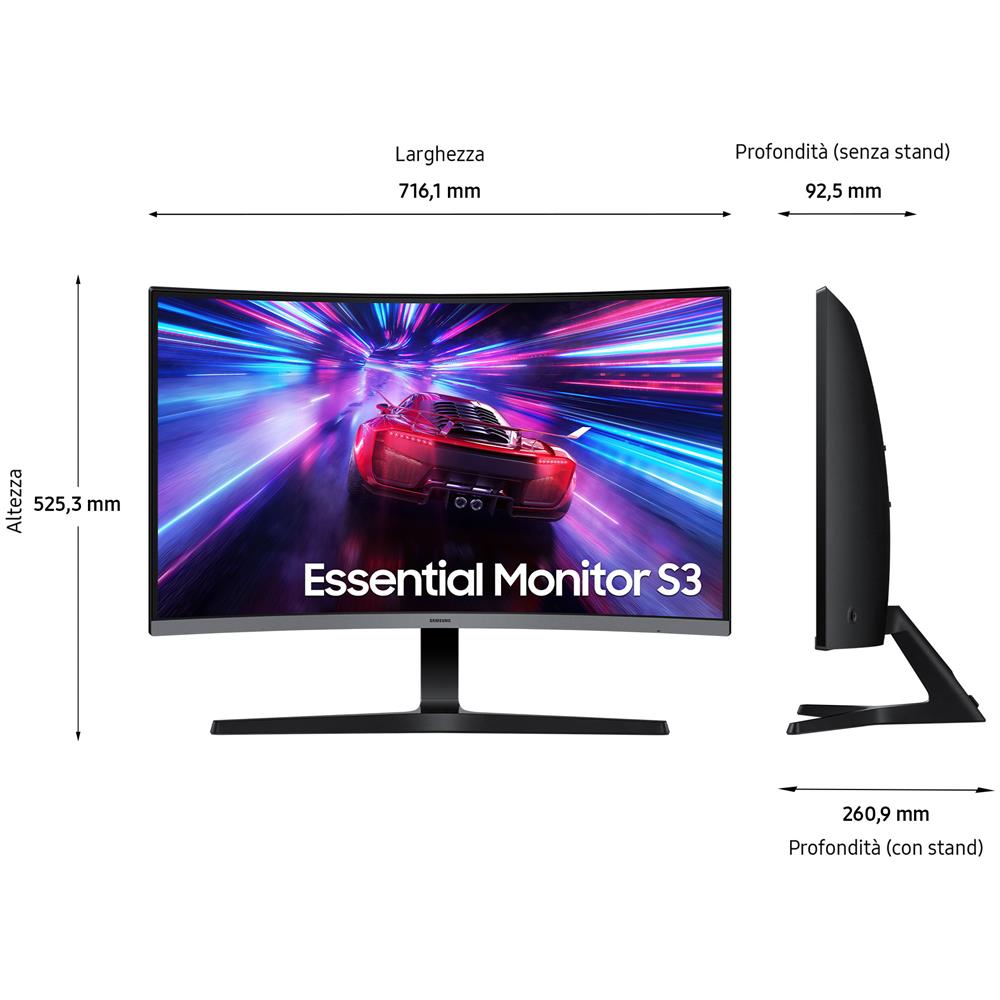 Monitor 32" LCD VA Curvo Essential S3 S39GD Full HD 1920x1080 Pixel Tempo di Risposta 4 ms - Foto 3