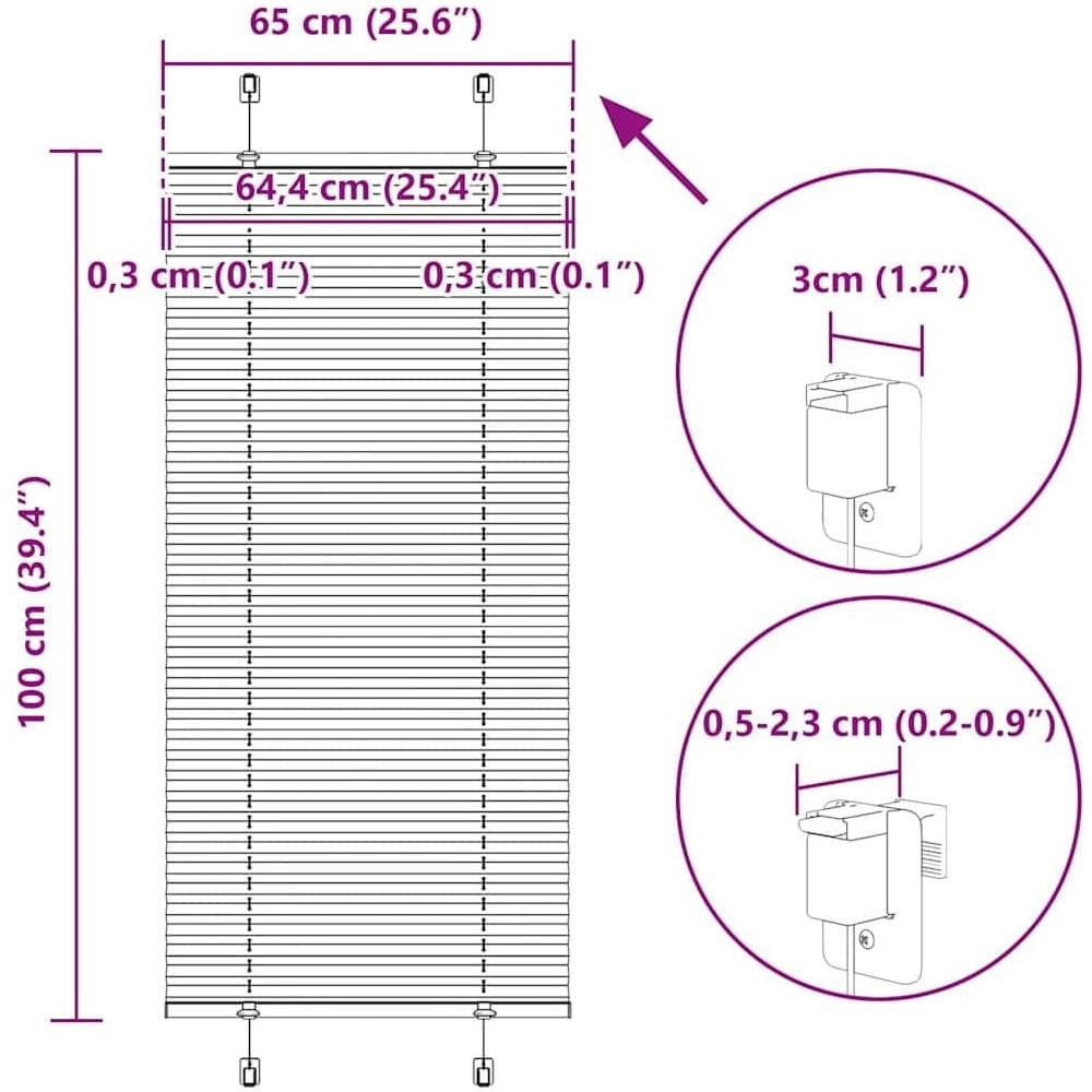 Tenda Plissettata Crema 65x100 cm Larghezza Tessuto 64,4 cm - Foto 10