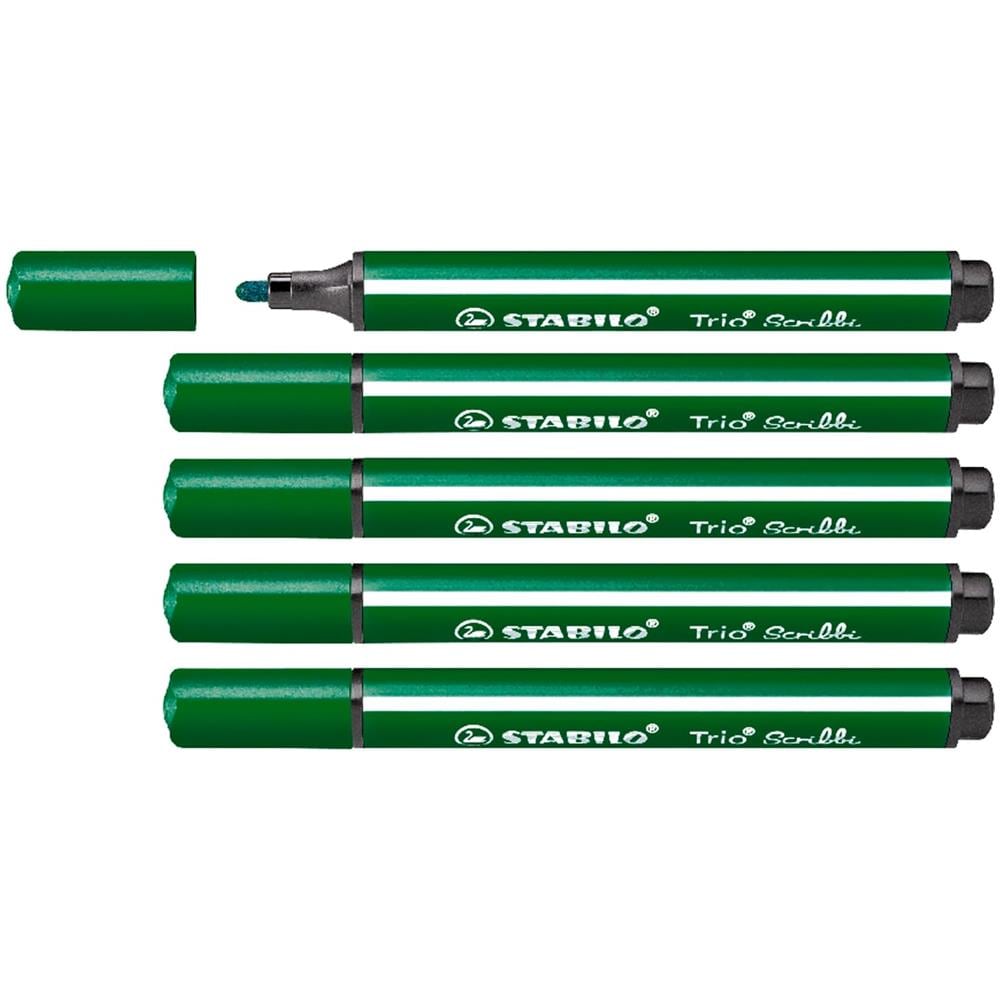 Trio Scribbi - Pennarello triangolare con punta ammortizzata - Confezione da 5 - Verde - Foto 1