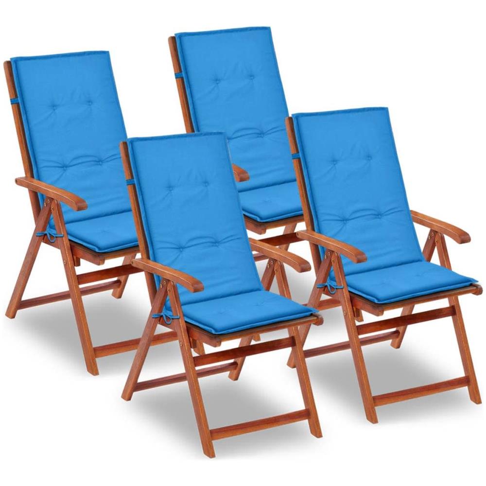 Cuscini per Sedie da Giardino 4 pz Blu 120x50x4 cm - Foto 1