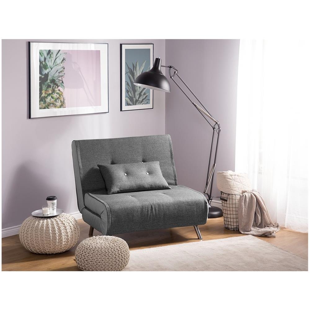Divano Letto Singolo In Tessuto Grigio Scuro Farris - Foto 2
