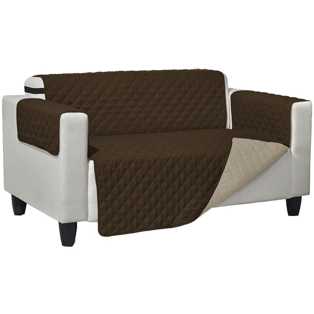 Copridivano Trapuntato Double Face Bicolor Antimacchia Modello Queen Poltrona Marrone-crema - Foto 1