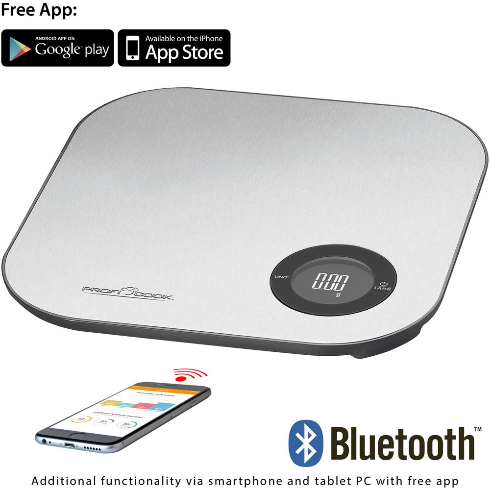 Profi Cook Bilancia da Cucina Bluetooth PC-KW 1158 BT, analisi della Composizione di Alimenti Tramite App Gratuita, in Acciaio Inox - Foto 2