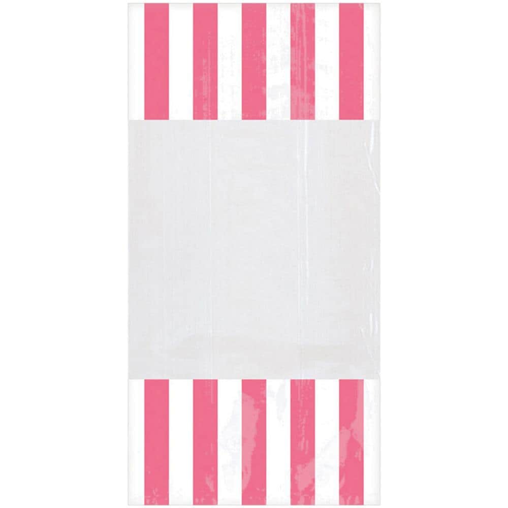 Amscan - 10 Sacchetti Di Plastica A Righe Rosa 25 X 13 Cm - Foto 1